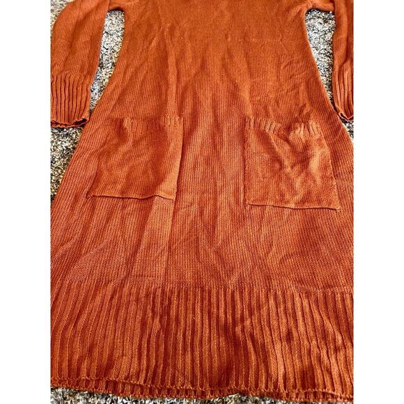 Alison Andrews Pullover Cowl Turtleneck Dress with Pockets Brownish Orange Sz XS - Picture 5 of 14